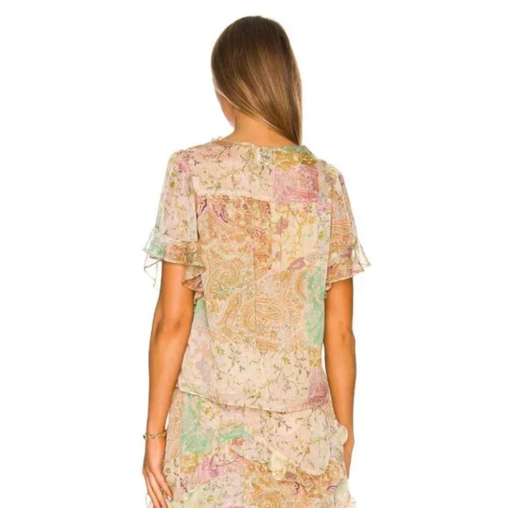 Misa Para Sheer Chiffon Blouse Top in Ischia Paisley Size S - Picture 2 of 16